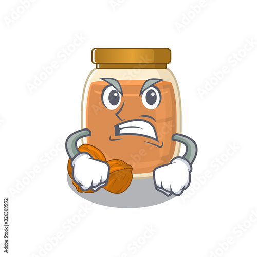 Walnut butter cartoon character style having angry face