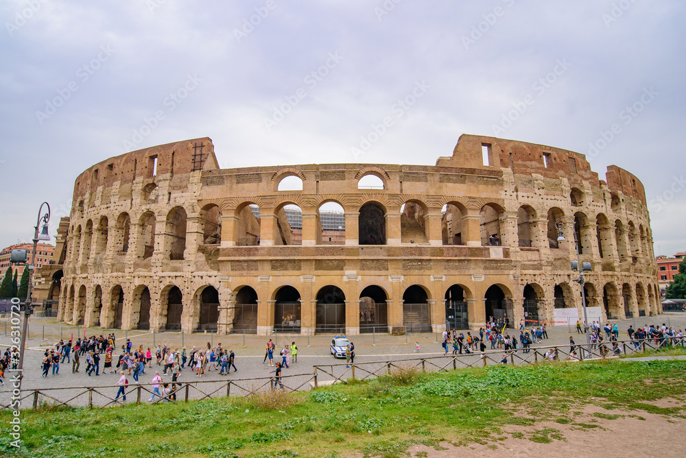 Colosseum, an oval amphitheatre and the most popular tourist attraction in Rome, Italy