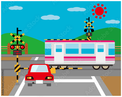 踏切　鉄道　自動車　アイコン