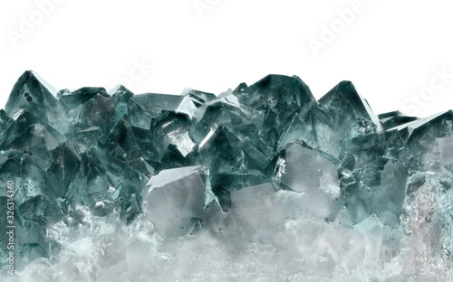 isolated dark cyan quartz crystals