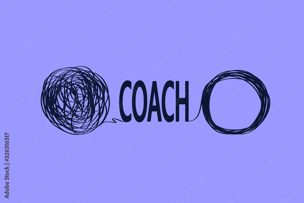 icons showing untangling a tangled line with the help of a mentor. metaphor for a business coach who helps with seemingly difficult problems - obrazy, fototapety, plakaty 