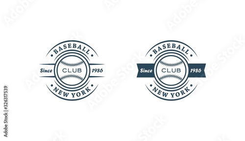 Baseball club logos set. Vector illustration of a baseball ball and text on a white background. Illustration on a sports theme.