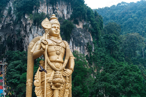 Batu Caves statue and entrance near Kuala Lumpur, Malaysia.