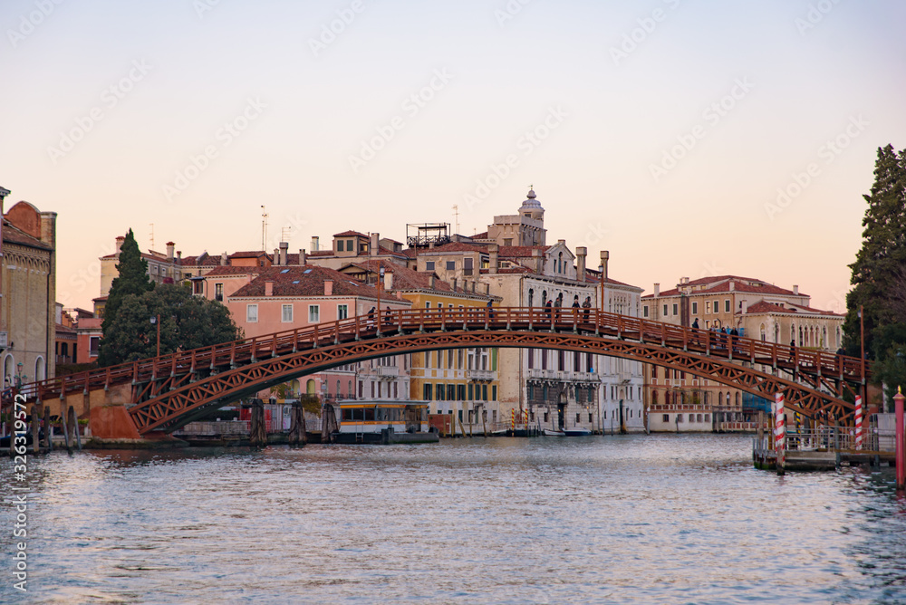 Accademia Bridge (Ponte dell'Accademia)  across the Grand Canal in Venice, Italy