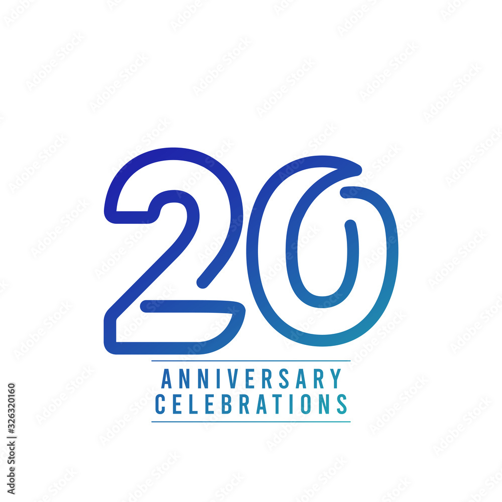 20 Years Anniversary Celebration Number Text Vector Template Design Illustration 20 Years Anniversary Celebration Number Text Vector Template Design Illustration