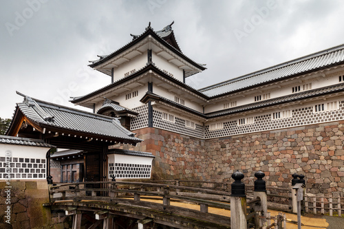 Kanazawa Castle showing Hashizume-ichi-no-mon Gate and Hashizume bridge, Ishikawa prefecture, Japan.