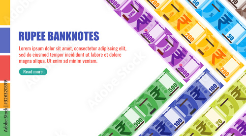 Indian Rupee Banknotes money vector template, good for landing page, infographic, web, social media post or other digital and print usage. India business, payment and finance element. 