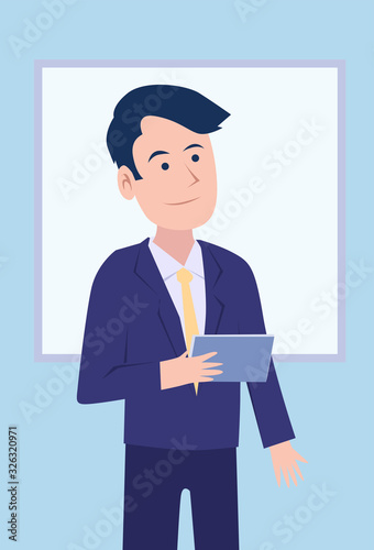 Business people talk about stock market and investment Illustration vector On cartoons style Board view background