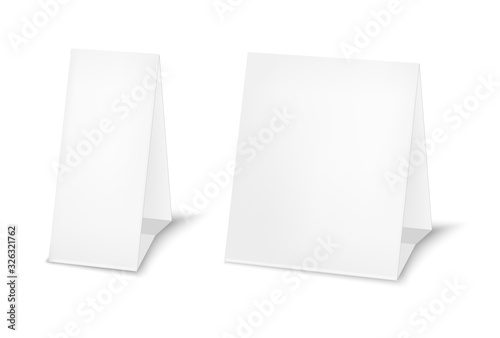 White tiangle table tent. Plastic or paper template