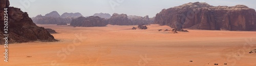 Vista Panoramica del desierto de Wadi Rum en Jordania. Zona que parece marte