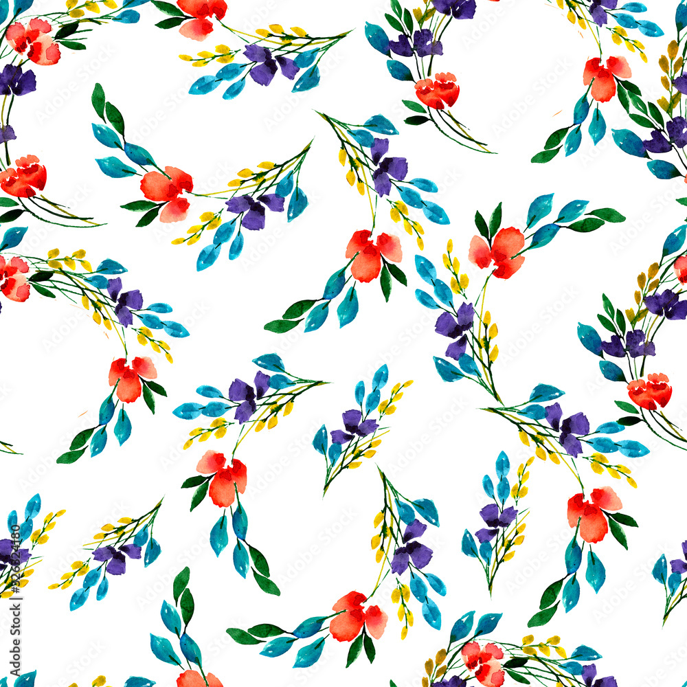 Seamless pattern with wild herbs and flowers