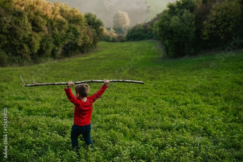 littlel boy in the field photo