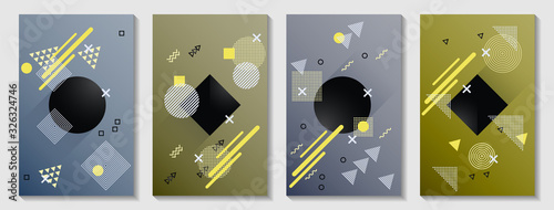 Memphis cover layouts kit. Front page templates