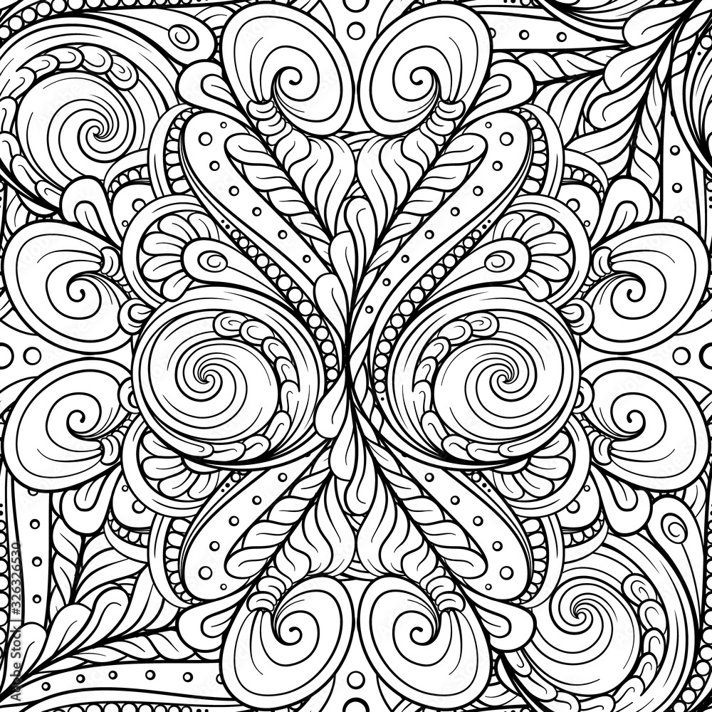 Black and white abstract floral seamless pattern. Black and white abstract floral seamless pattern.