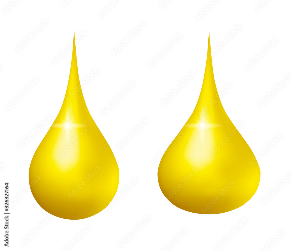 Gold oil drops set. Vector 3d image Gold oil drops set. Vector 3d image