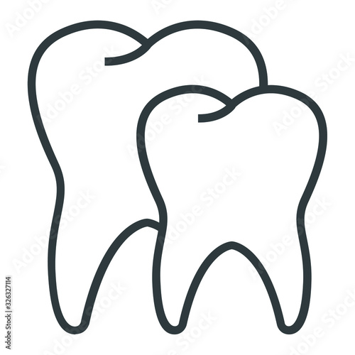 Dental tooth black line icon on white background