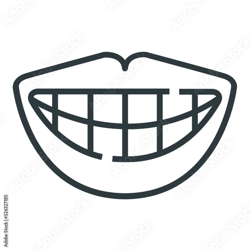 smile tooth black line icon on white background	