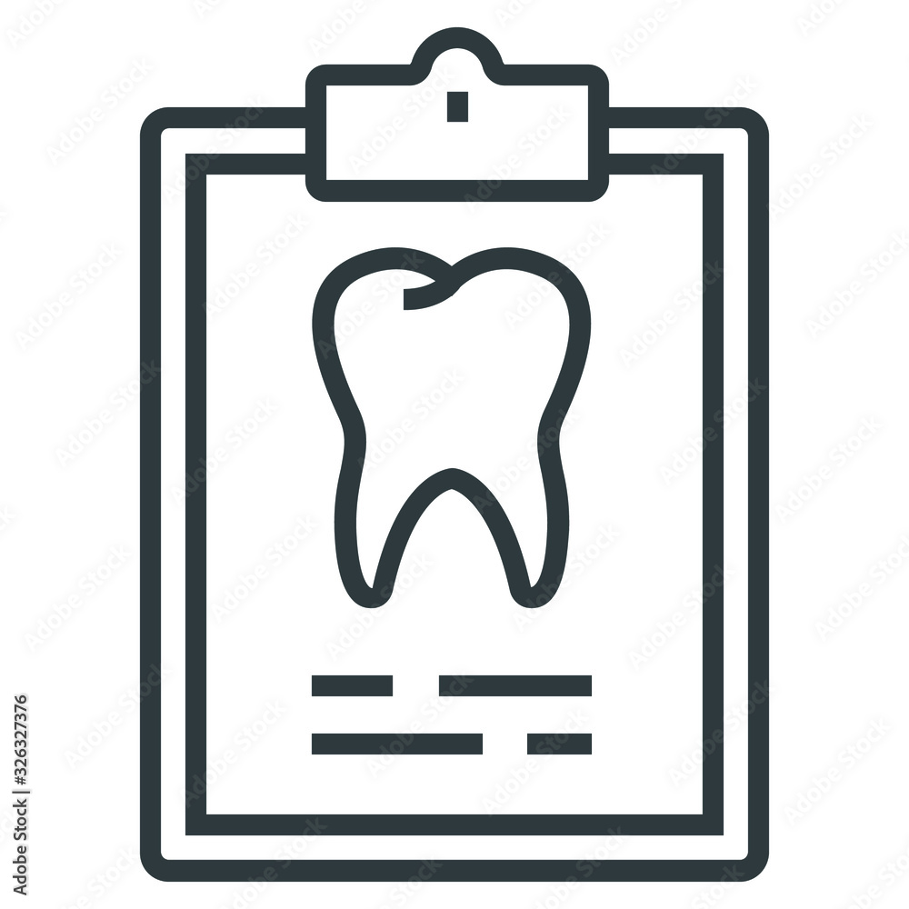 dental record black line icon on white background dental record black line icon on white background