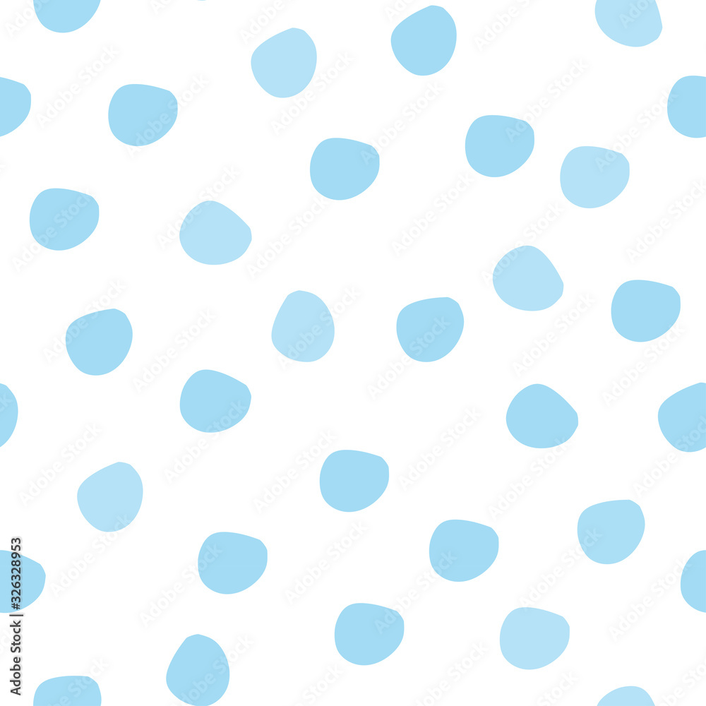 Seamless pattern and blue circles. Vector illustration in a cute, childish style.