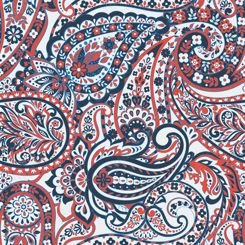 paisley seamless pattern. Damask colorful vector textile background