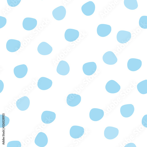 Seamless pattern and blue circles. Vector illustration in a cute, childish style.