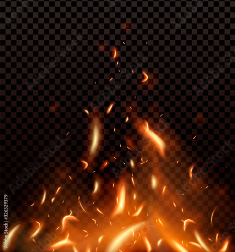 Red Fire sparks vector flying up. 