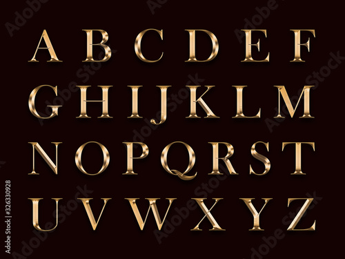 Golden English alphabet