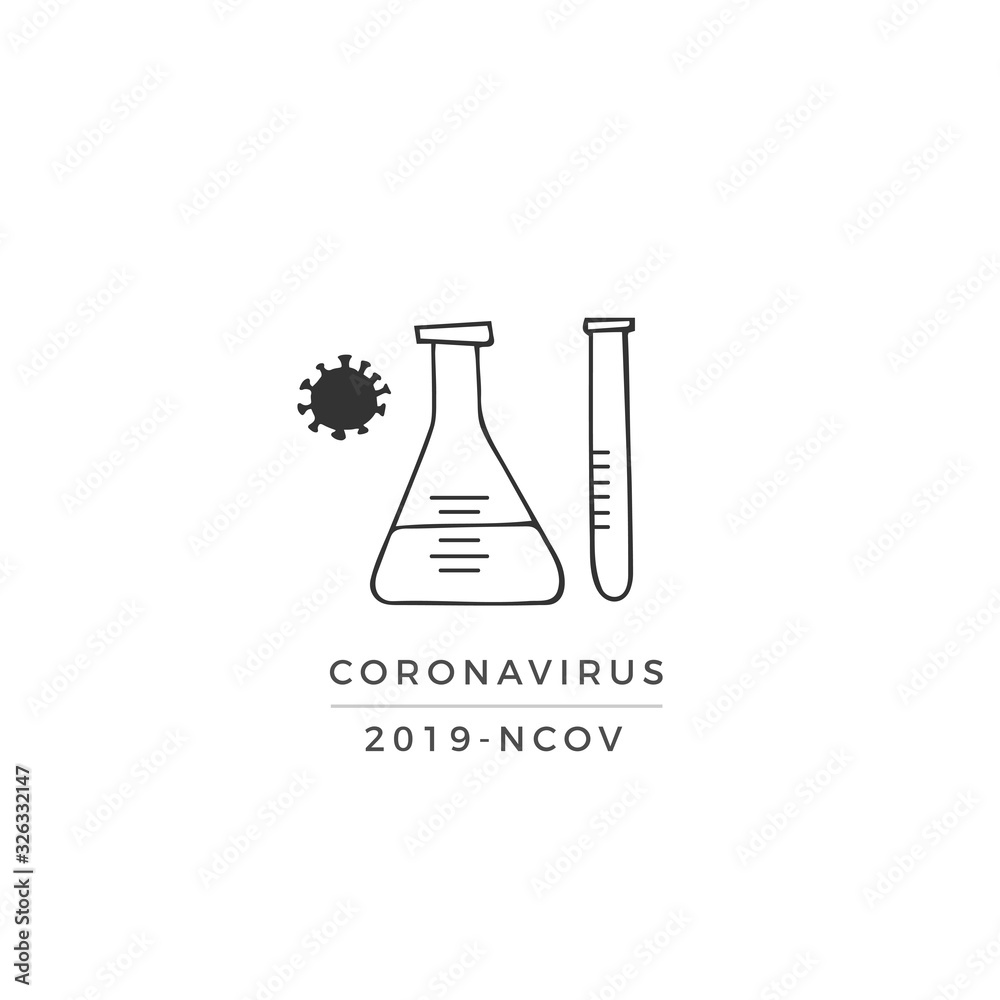 Test tubes with medicines or vaccine. Vector hand drawn icon. Test tubes with medicines or vaccine. Vector hand drawn icon.