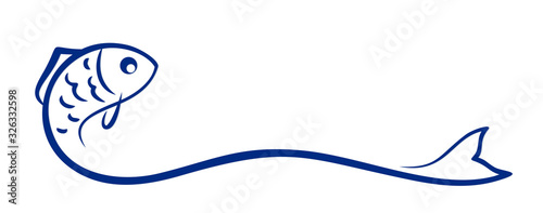 A blue Fish symbol with wave.