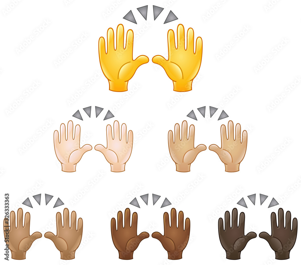 Raising Hands In The Air Emoji Set Of Various Skin Tones Celebrating Raising Hands In The Air Emoji Set Of Various Skin Tones Celebrating