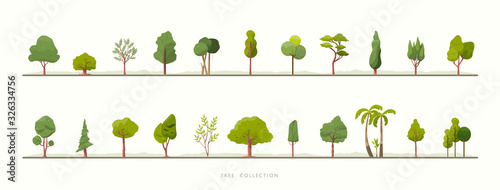Collection of green tree vector icons