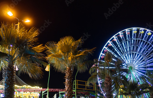 Parko Paliatso Luna Park in Cyprus at night. photo