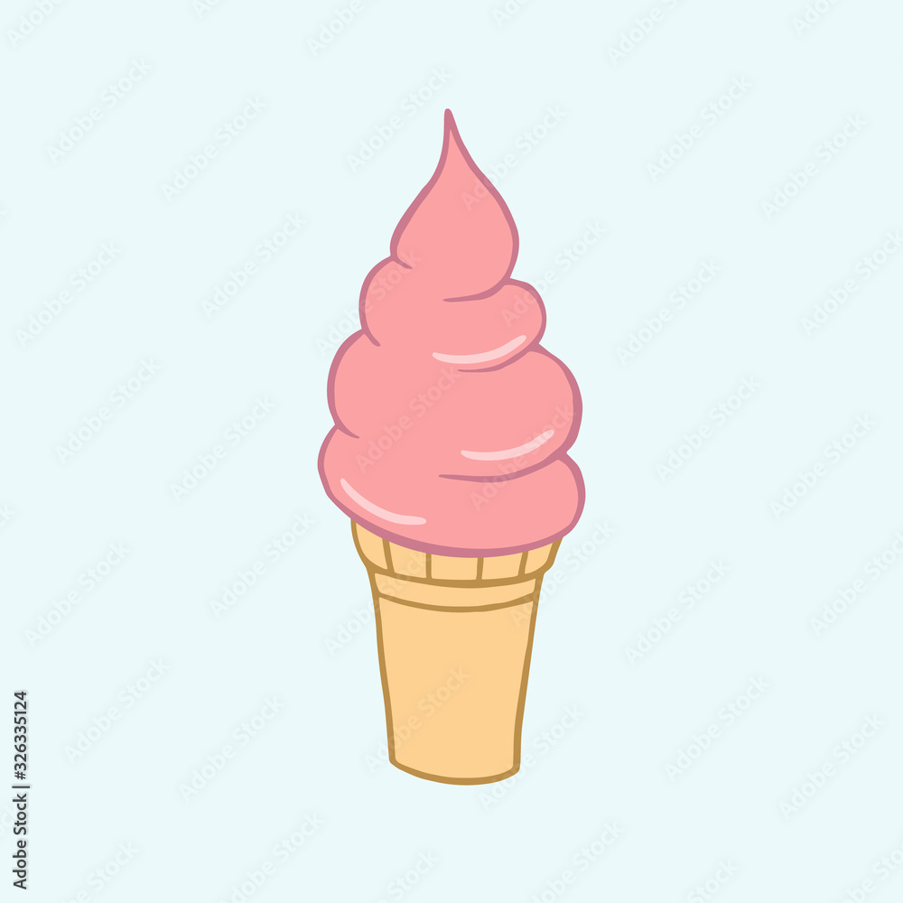 Ice cream. Vector flat illustration. Figure ice cream in cartoon style. Color illustration