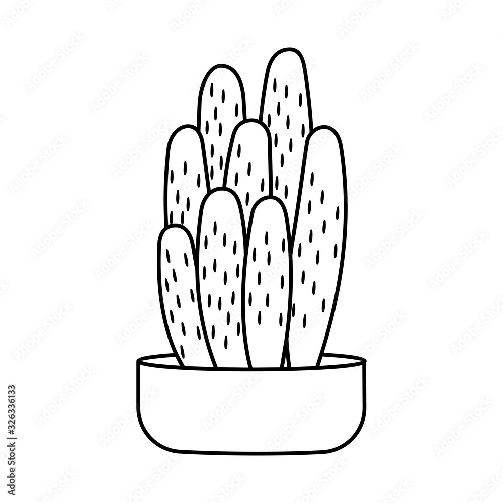 Cactus and succulent line style cartoon vector illustration. Decorative flower plant in pot. Isolated icon cacti Cactus and succulent line style cartoon vector illustration. Decorative flower plant in pot. Isolated icon cacti