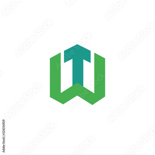 initial letter wt or tw logo vector design