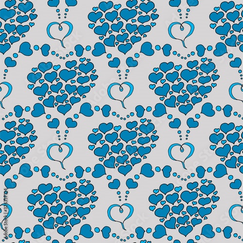 Valentine's day seamless pattern with coffee cup and hearts. Beautiful greeting card with valentines day seamless pattern. Red heart valentine love logo vector. Holiday background.Vector illustration