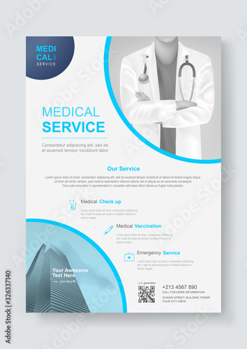 Medical health care cover template design for Flyer, Brochure, Leaflets, Pamphlet, Presentation, Banner, Magazine, Poster. Vector illustration.