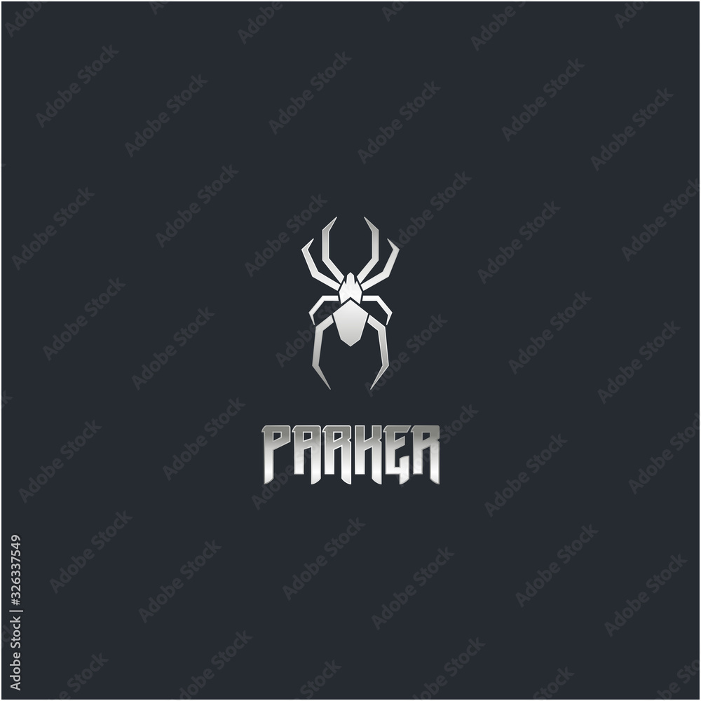 spider logo with Silver metallic design vector spider logo with Silver metallic design vector
