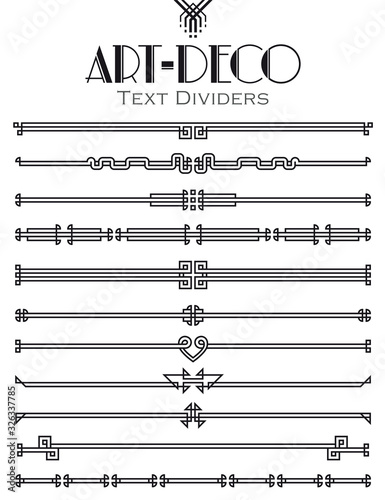 Art Deco dividers. Set of text dividers made in the Art-Deco style. 