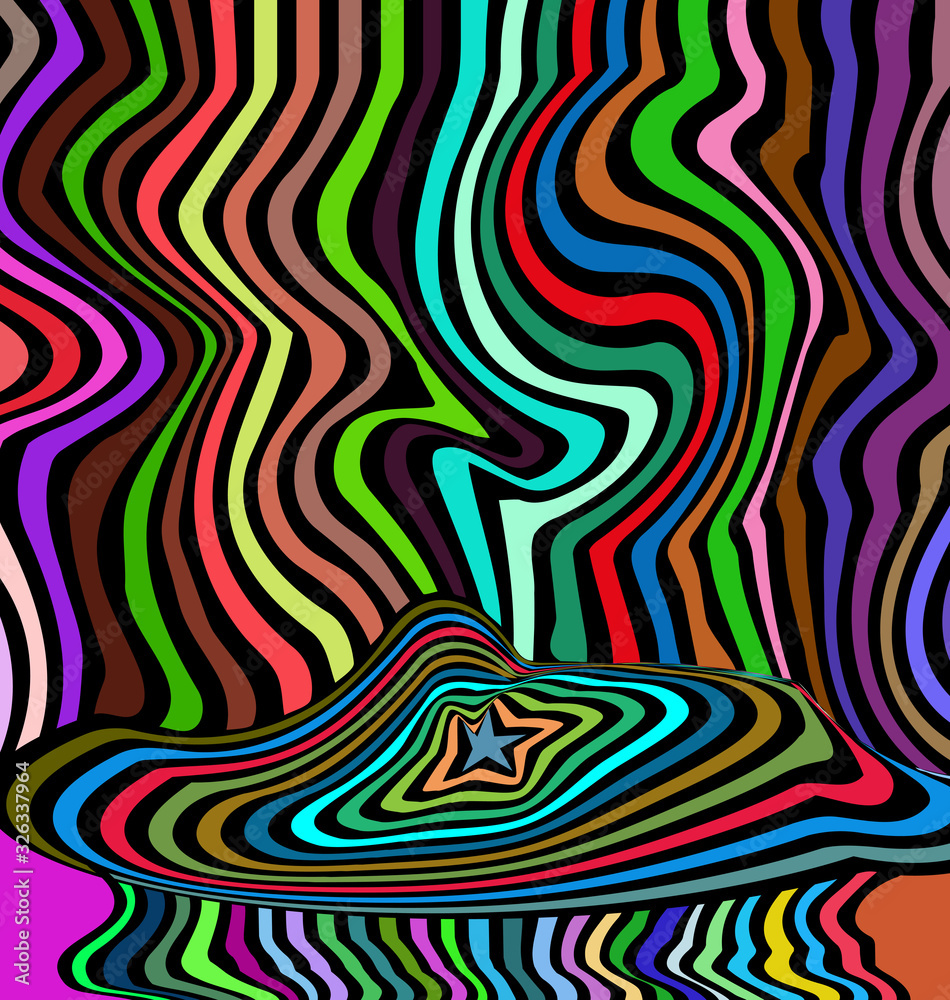 Obraz premium vector illustration colored image abstract discks and waves