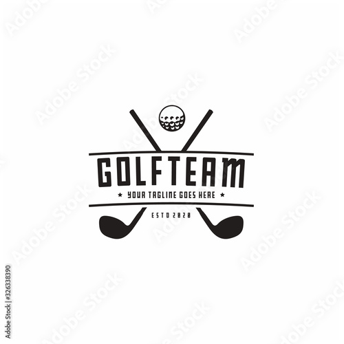 Golf Logo design, vintage retro crossed stick golf badge label logo design