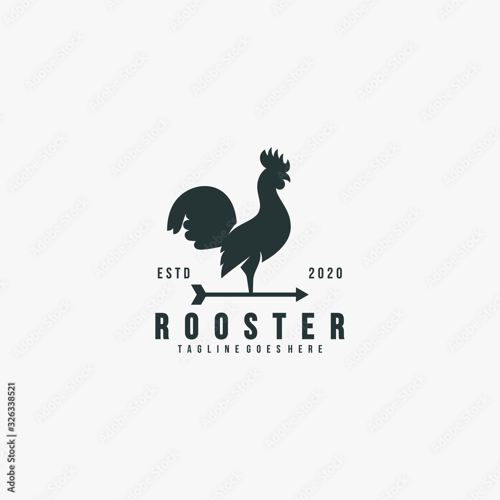 Fototapeta premium Vector Logo Illustration Rooster Pose Vintage Style