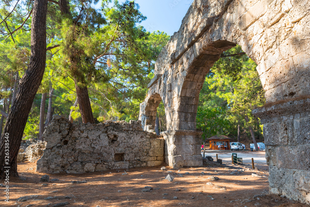 Ruins of the aqueduct in the ancient Phaselis city, Turkey