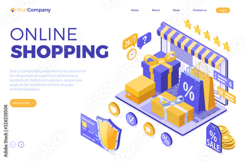 Isometric Online Internet Shopping