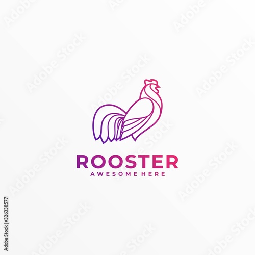 Vector Logo Illustration Rooster Elegant Gradient Colorful Style