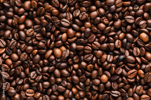 Close-up arrangement of coffee beans