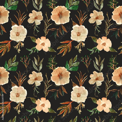 Wallpaper Mural beautiful vintage flower watercolor seamless pattern Torontodigital.ca