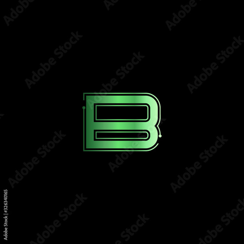 Letter B minimal logo icon design. Vector template graphic elements. Technology, digital interfaces, hardware and engineering concepts. Graphic made of circuits