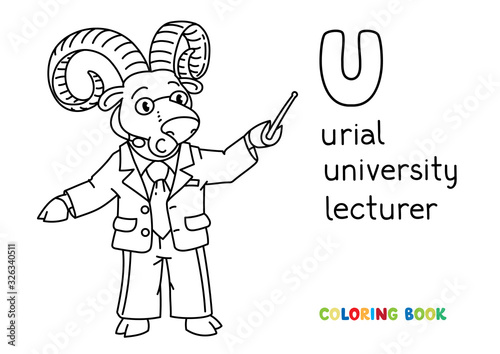 Urial or ram university lecturer ABC coloring book