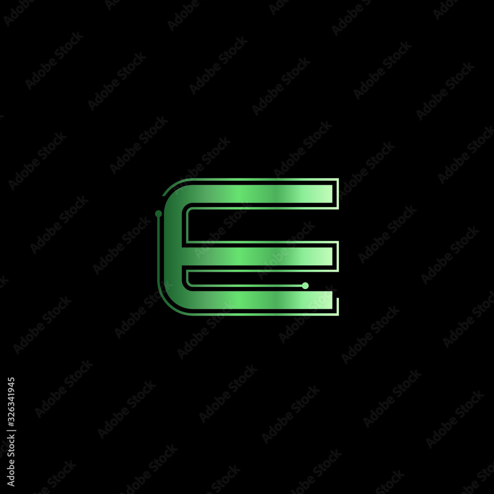 Letter E minimal logo icon design. Vector template graphic elements. Technology, digital interfaces, hardware and engineering concepts. Graphic made of circuits Letter E minimal logo icon design. Vector template graphic elements. Technology, digital interfaces, hardware and engineering concepts. Graphic made of circuits